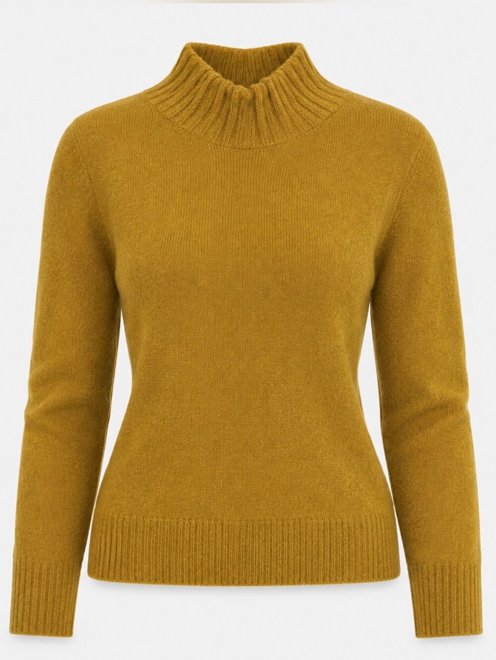 100% Cashmere Free People Gold Color Ribbed Turtle‎ Neck Sweater